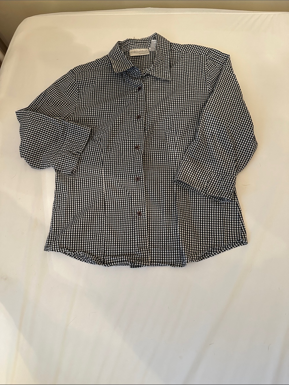 Chadwicks Black and White Gingham Button-Front Shirt